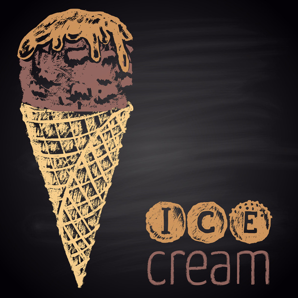 Ice cream drawn in chalk. - Vector, Image