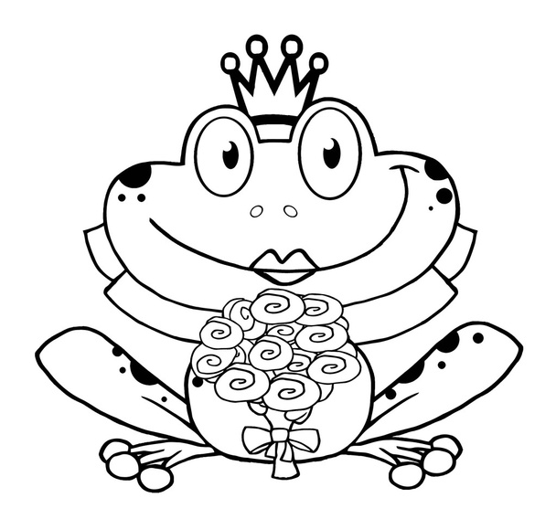Outlined Bride Frog Cartoon Character - Photo, Image