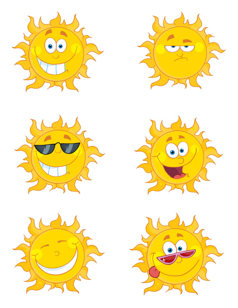 Collage Of Happy Sun Faces - Photo, Image
