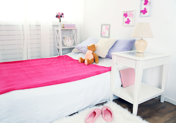 Beautiful pink girls bedroom - Foto, Imagen