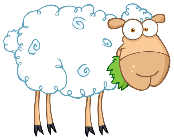 Barnyard pecore che mangiano erba
 - Foto, immagini
