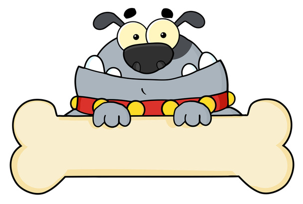 Bulldog gris y signo de hueso
 - Foto, imagen