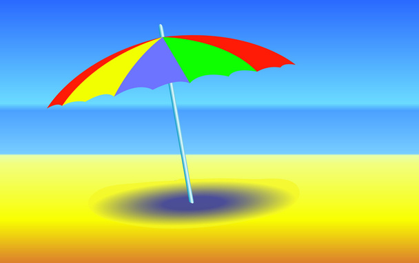 guarda-chuva na praia ensolarada
 - Vetor, Imagem
