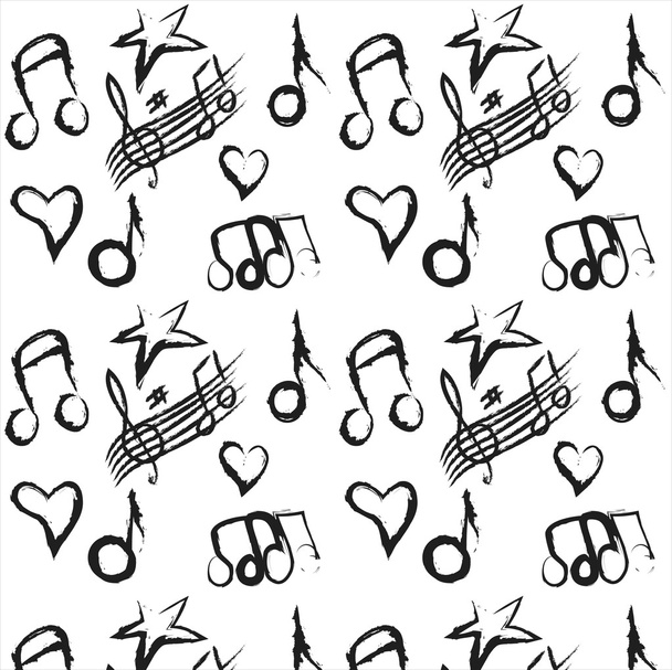 Pattern musical notes grunge colorful background,  illustration - Φωτογραφία, εικόνα