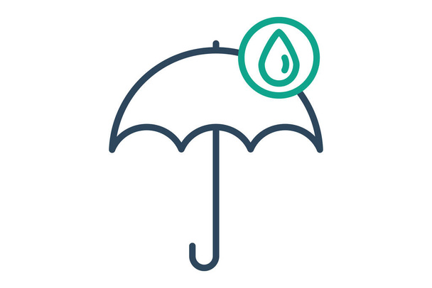 Waterproof icon. umbrella with water drop. icon related to durability. line icon style. durability elements vector illustration - Vector, Image