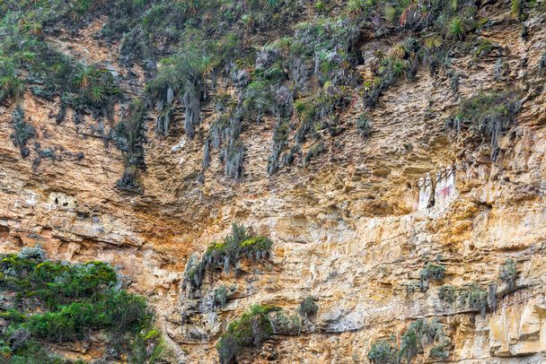 Cliff ja Sarcophagi lähellä Chachapoyas, Peru
 - Valokuva, kuva