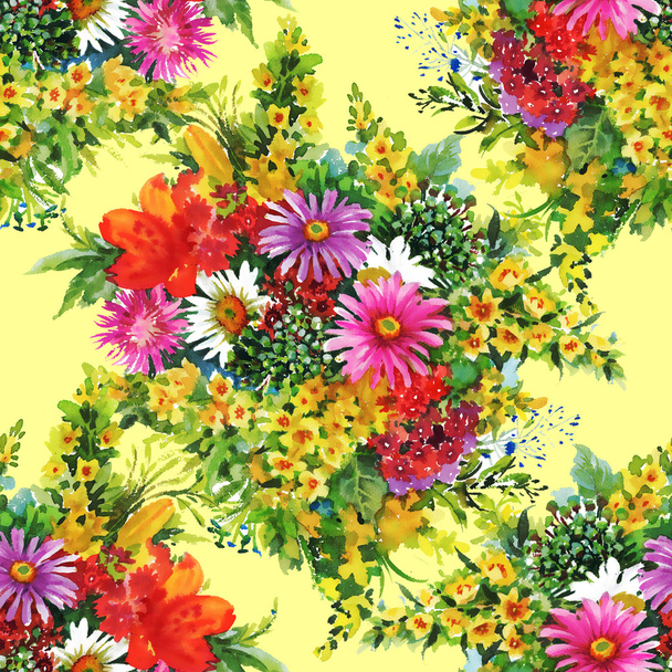 Summer garden flowers pattern - Valokuva, kuva