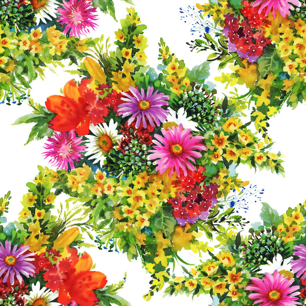 Summer garden flowers pattern - Фото, изображение