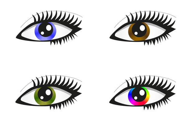 συλλογή από όμορφα μάτια χρωματισμένα - Διάνυσμα, εικόνα