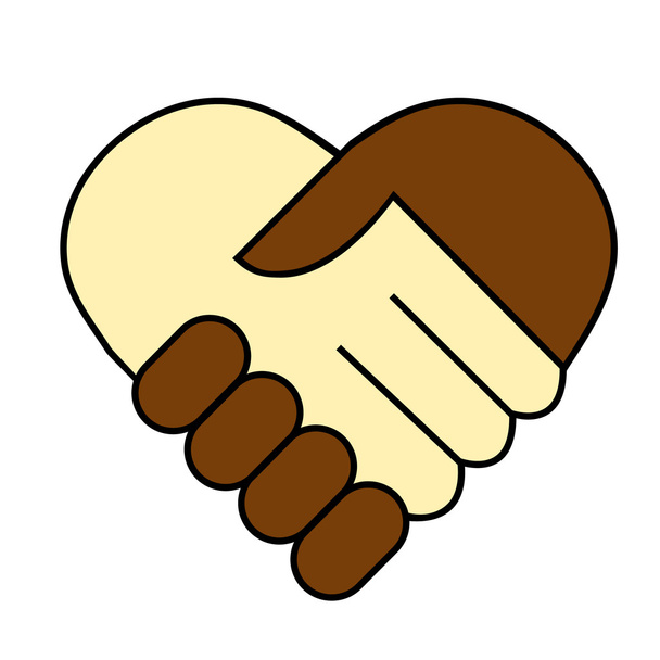 Рука тремтить між чорно-білим чоловіком, символ у формі серця
 - Вектор, зображення