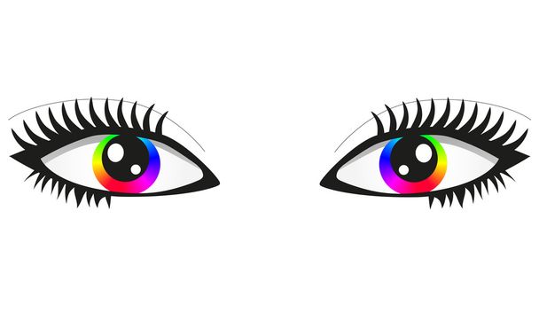 ζευγάρι μάτια φωτεινό ουράνιο τόξο - Διάνυσμα, εικόνα