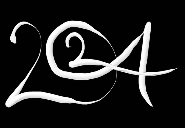 Boldog új évet 2024 design. Kézzel rajzolt elegáns ábécé betűk. Klasszikus Minimális betűk. illusztráció. - Fotó, kép