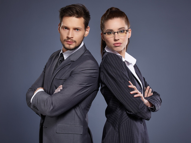 Couple of managers in suits - Fotó, kép