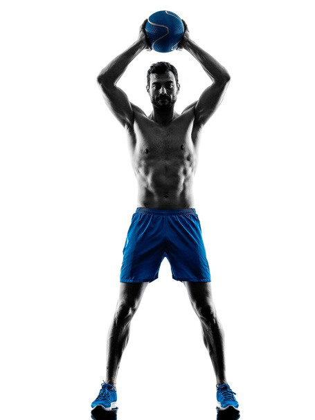 man exercising fitness weights exercises silhouette - Foto, Imagen