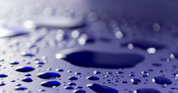 Water Drops on Blue Car Metal - Foto, Imagen