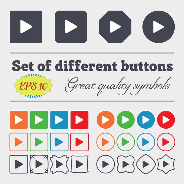 play  icon sign Big set of colorful, diverse, high-quality buttons. Vector - Vektor, obrázek