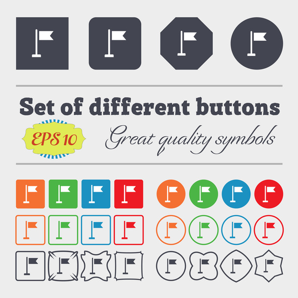 flag  icon sign Big set of colorful, diverse, high-quality buttons. Vector - Vector, Image