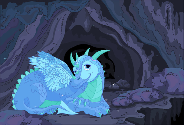 Lady dragon on fairy cave background - Вектор, зображення