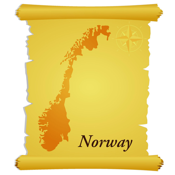 Pergamino vectorial con una silueta de Noruega - Vector, imagen