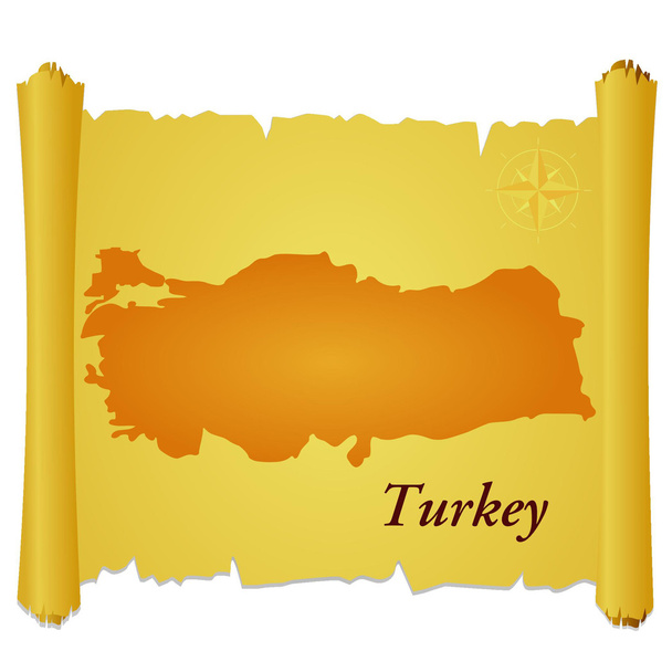 Pergamino vectorial con una silueta de Turquía - Vector, Imagen