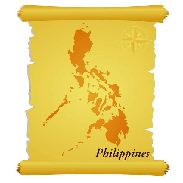 Pergamena vettoriale con una silhouette delle Filippine - Vettoriali, immagini