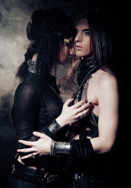 Romantic portrait of young gothic couple - Foto, Imagem