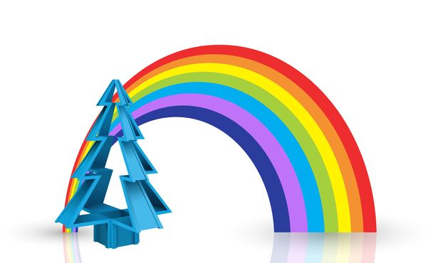 3D vánoční strom a rainbow - Fotografie, Obrázek