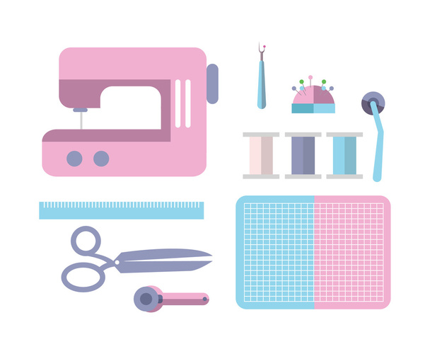 Sewing equipment and tailor needlework accessories. - Vektor, Bild