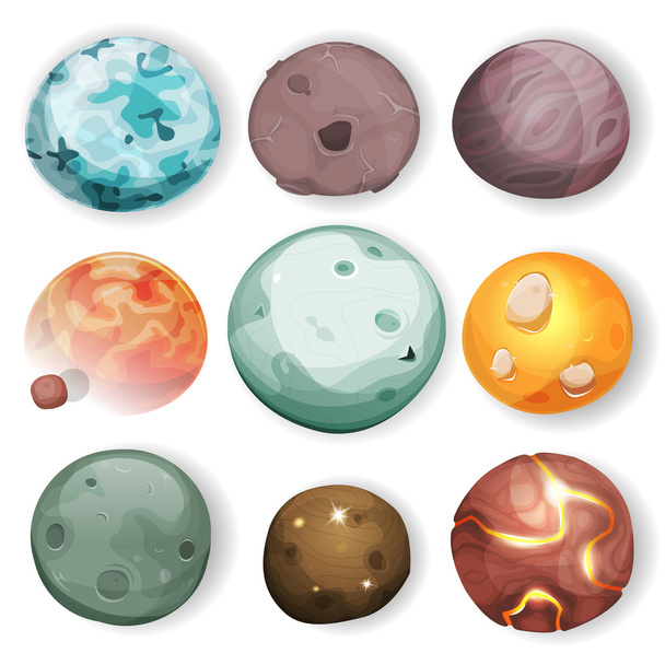 Comic Planets Set - Vector, afbeelding