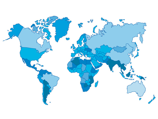 Poliittinen maailma sininen kartta ja vektori kuva
 - Vektori, kuva