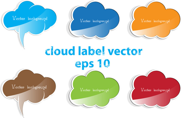 Cloud set label vector - Vektör, Görsel