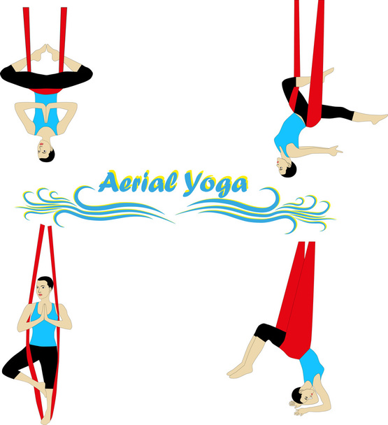 Yoga aéreo - Vector, imagen