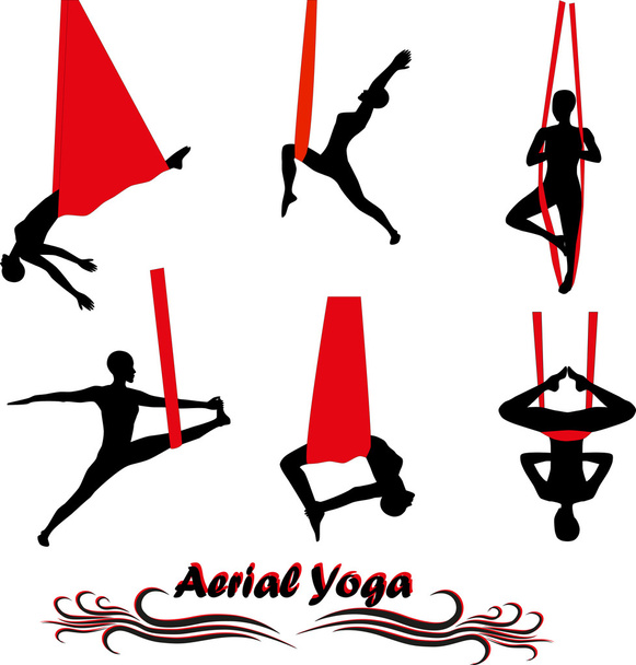 Yoga aéreo - Vector, imagen