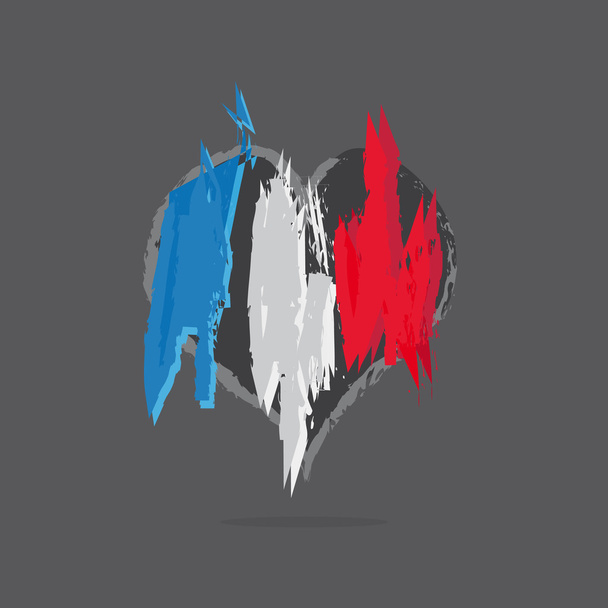 Bandeira da França no coração com escova abstrata
 - Vetor, Imagem