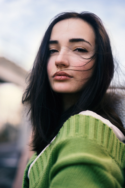Beautiful modern woman with long brown hair - Fotografie, Obrázek