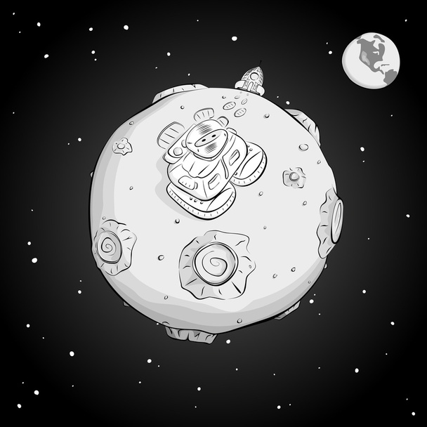αστροναύτης για το μονοχρωματικό φεγγάρι - Διάνυσμα, εικόνα