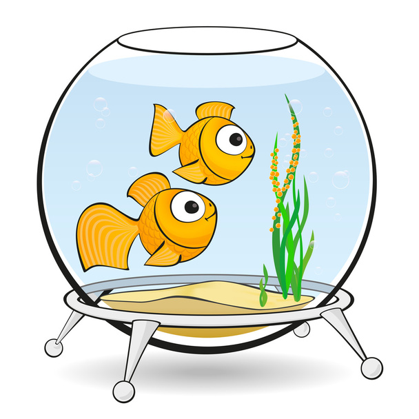 пара золотих рибок в акваріумі з ікрою
 - Вектор, зображення