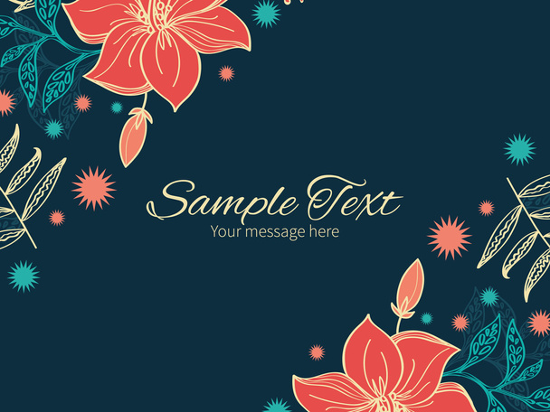 Vector vibrant tropical hibiscus flowers horizontal double corners frame invitation template - Διάνυσμα, εικόνα
