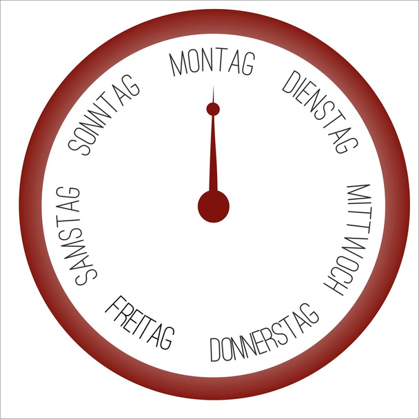 Clock with days of week - Vector, Image