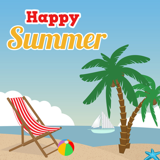 Poster de verano feliz
 - Vector, Imagen