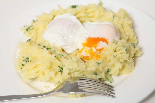 Poached eggs and potato - Photo, Image