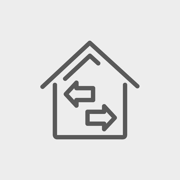 House with left and right arrow thin line icon - Вектор, зображення