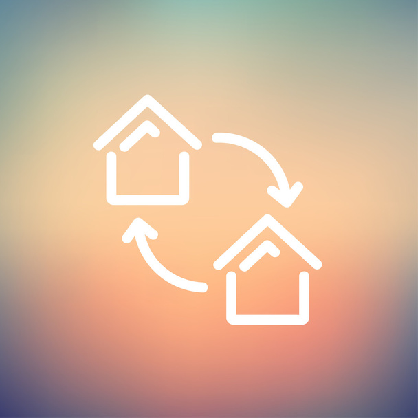 Two little houses thin line icon - ベクター画像