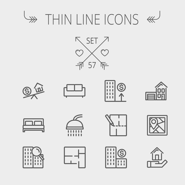 Real Estate thin line icon set - Вектор,изображение