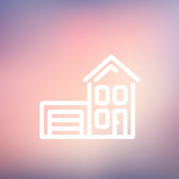 House with garage thin line icon - Vector, Image