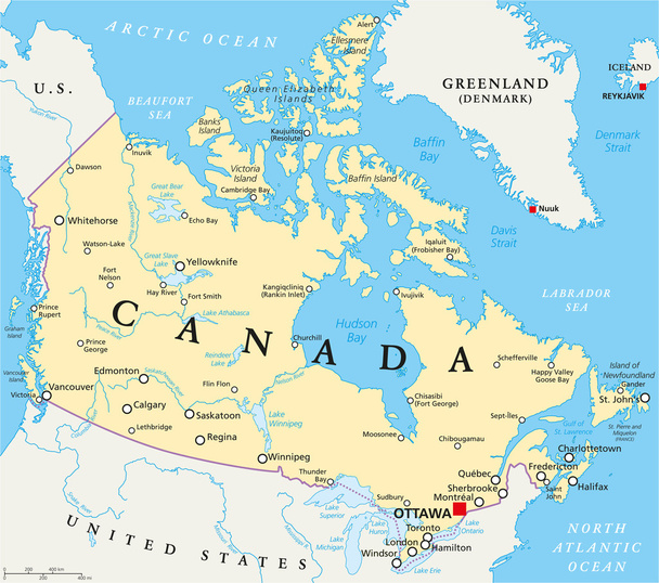 politieke kaart van Canada - Vector, afbeelding