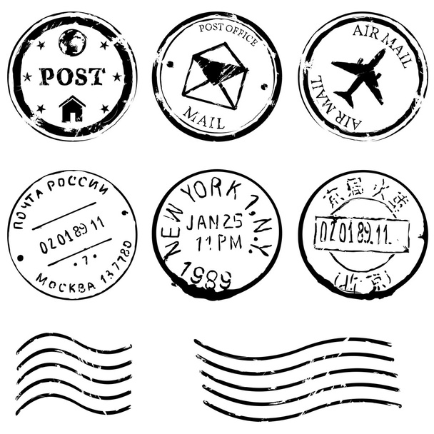 Conjunto de sellos postales negros
 - Vector, imagen