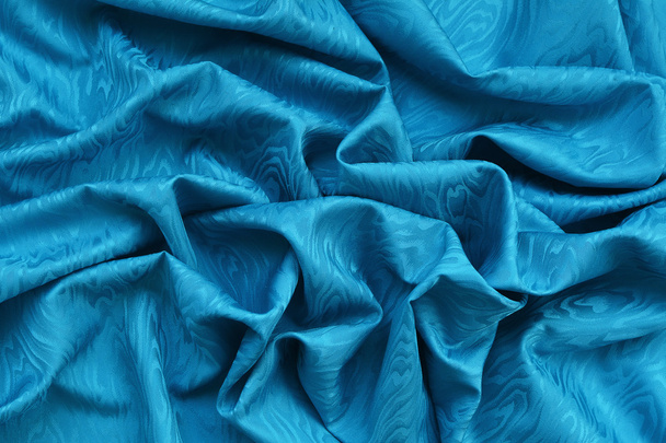 Blue silk damask with wavy texture - Foto, Imagen