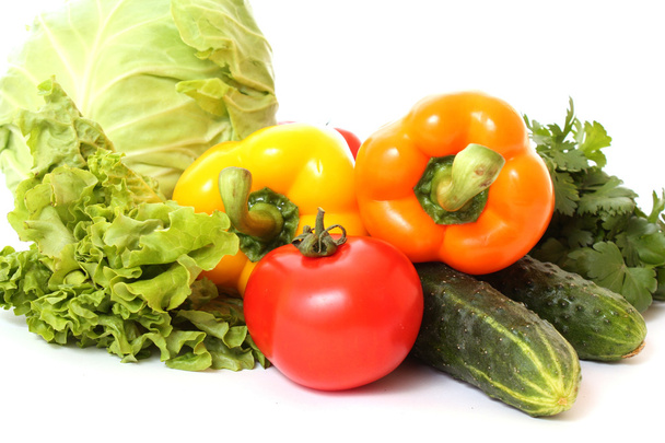 Different Fresh vegetables on white background - Foto, Imagem