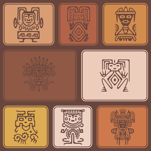 Бесшовный фон с американскими индейцами реликвии Dingbats символов
 - Вектор,изображение